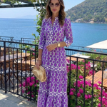 Tamsinine | Three Quarter Sleeve Chain Pattern Midi Dress