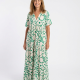 Dellyn | Short Sleeve V Neck Floral Midi Dress