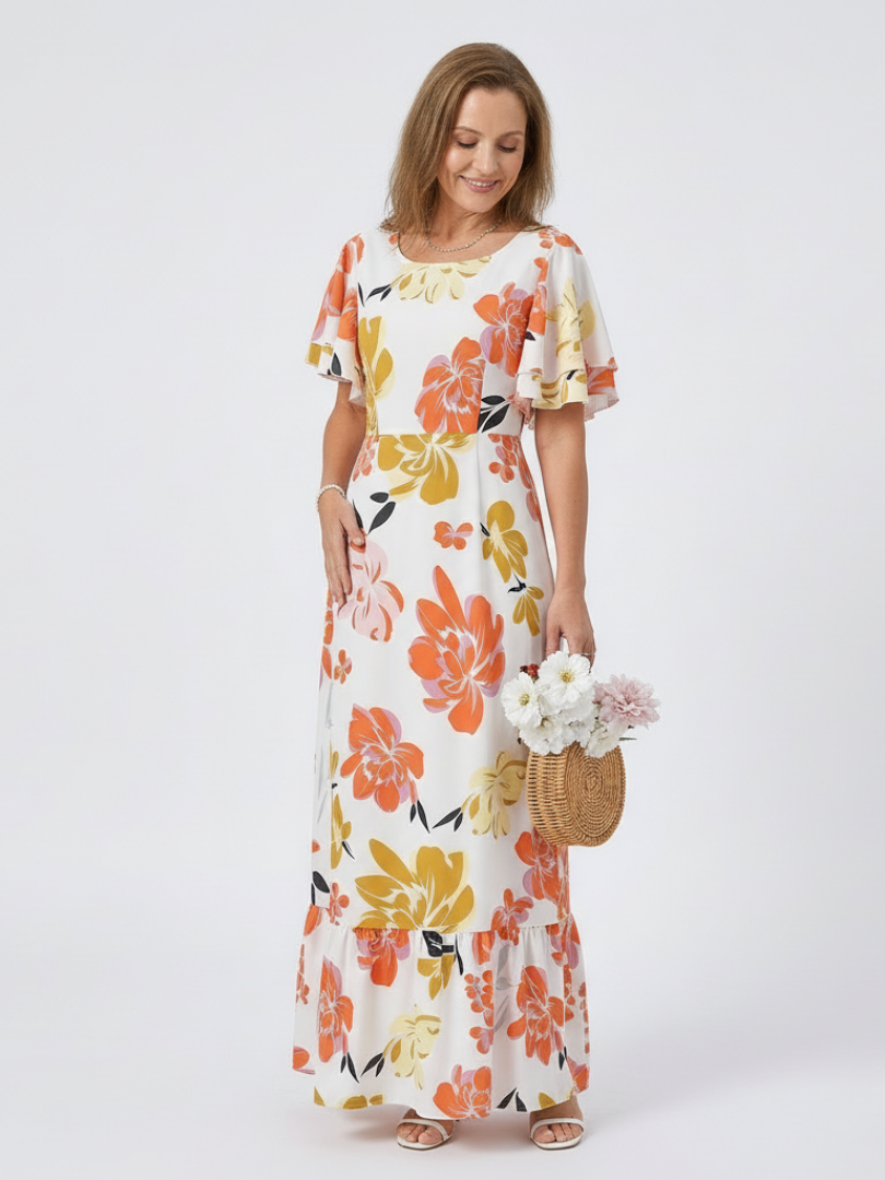 Penney | Round Neck Short Sleeve Tiered Maxi Dress