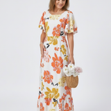 Penney | Round Neck Short Sleeve Tiered Maxi Dress