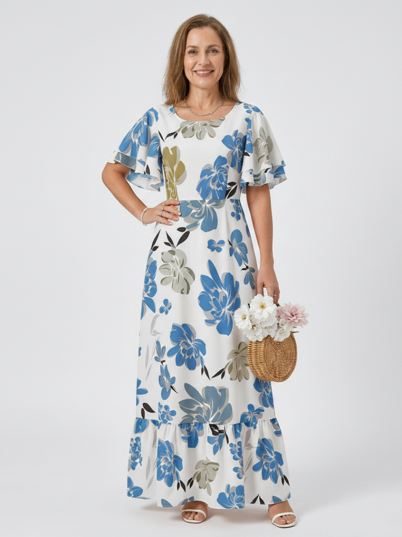 Penney | Round Neck Short Sleeve Tiered Maxi Dress