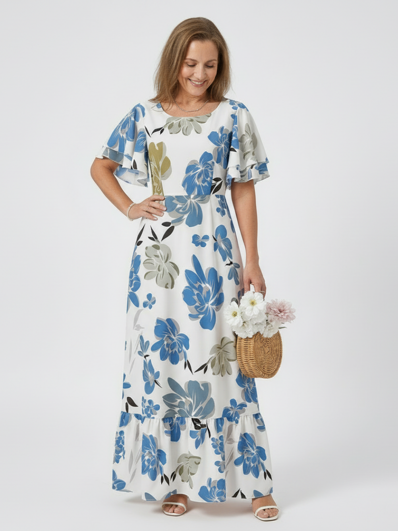 Penney | Round Neck Short Sleeve Tiered Maxi Dress