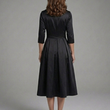 Dorrina | Three Quarter Sleeve Wrap Bodice Midi Dress