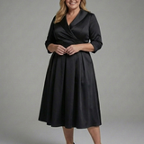 Dorrina | Three Quarter Sleeve Wrap Bodice Midi Dress