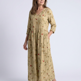 Lorwen | Floral V Neck Three Quarter Sleeve Maxi Dress