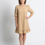 Dellawynne | Short Sleeve Ruffle Hem Knee Length Dress