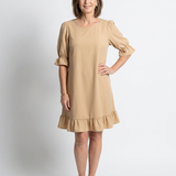 Dellawynne | Short Sleeve Ruffle Hem Knee Length Dress