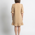 Dellawynne | Short Sleeve Ruffle Hem Knee Length Dress