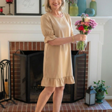Dellawynne | Short Sleeve Ruffle Hem Knee Length Dress