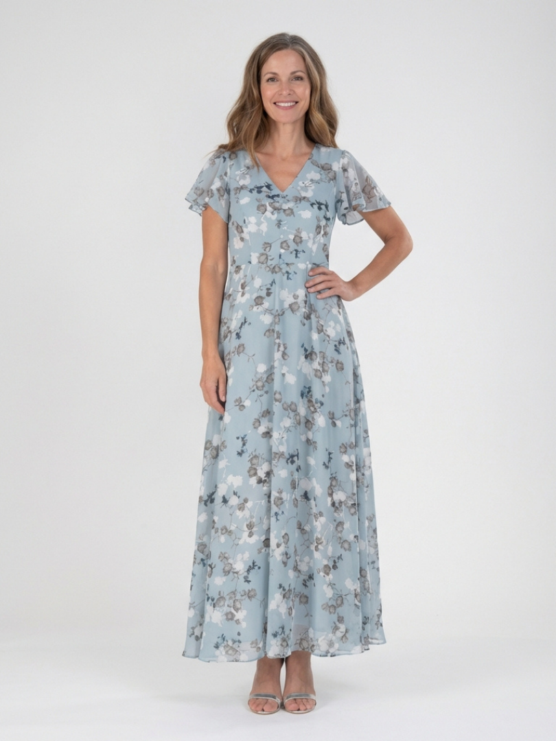 Lorine | Floral Chiffon Maxi Dress