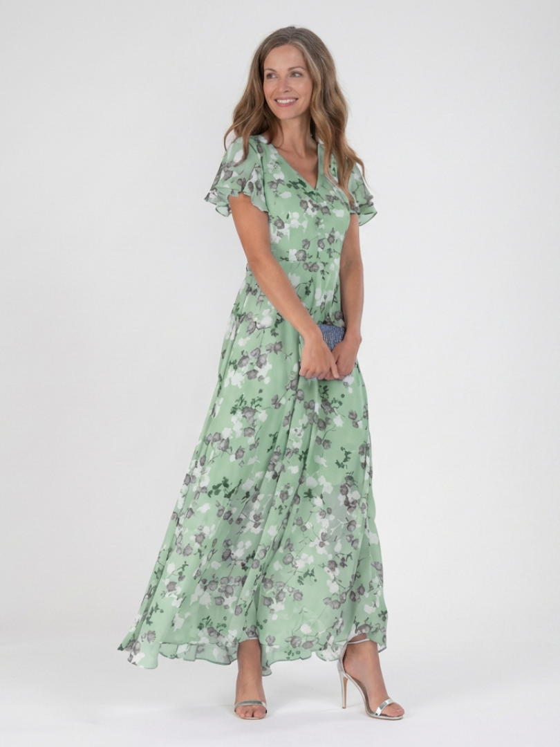 Lorine | Floral Chiffon Maxi Dress