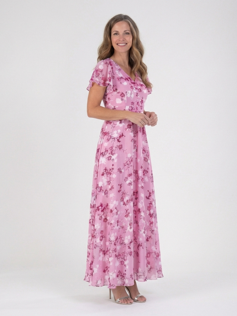 Lorine | Floral Chiffon Maxi Dress