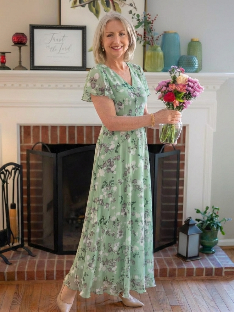 Lorine | Floral Chiffon Maxi Dress