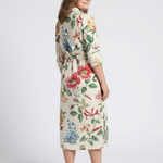 Vesney | Button Front Half Sleeve Floral Midi Dress