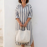 Lilalia | Long Sleeve Striped Midi Shirt Dress