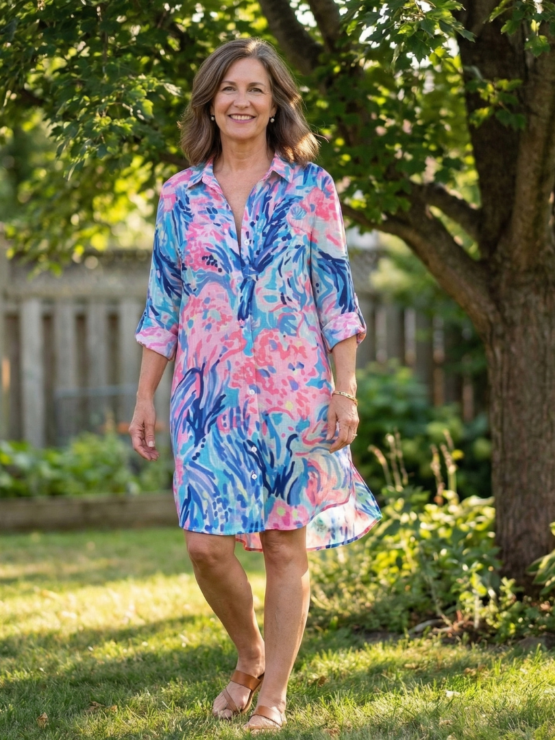 Maewynne | Long Sleeve Tie Dye Shirt Dress