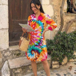 Maewynne | Long Sleeve Tie Dye Shirt Dress