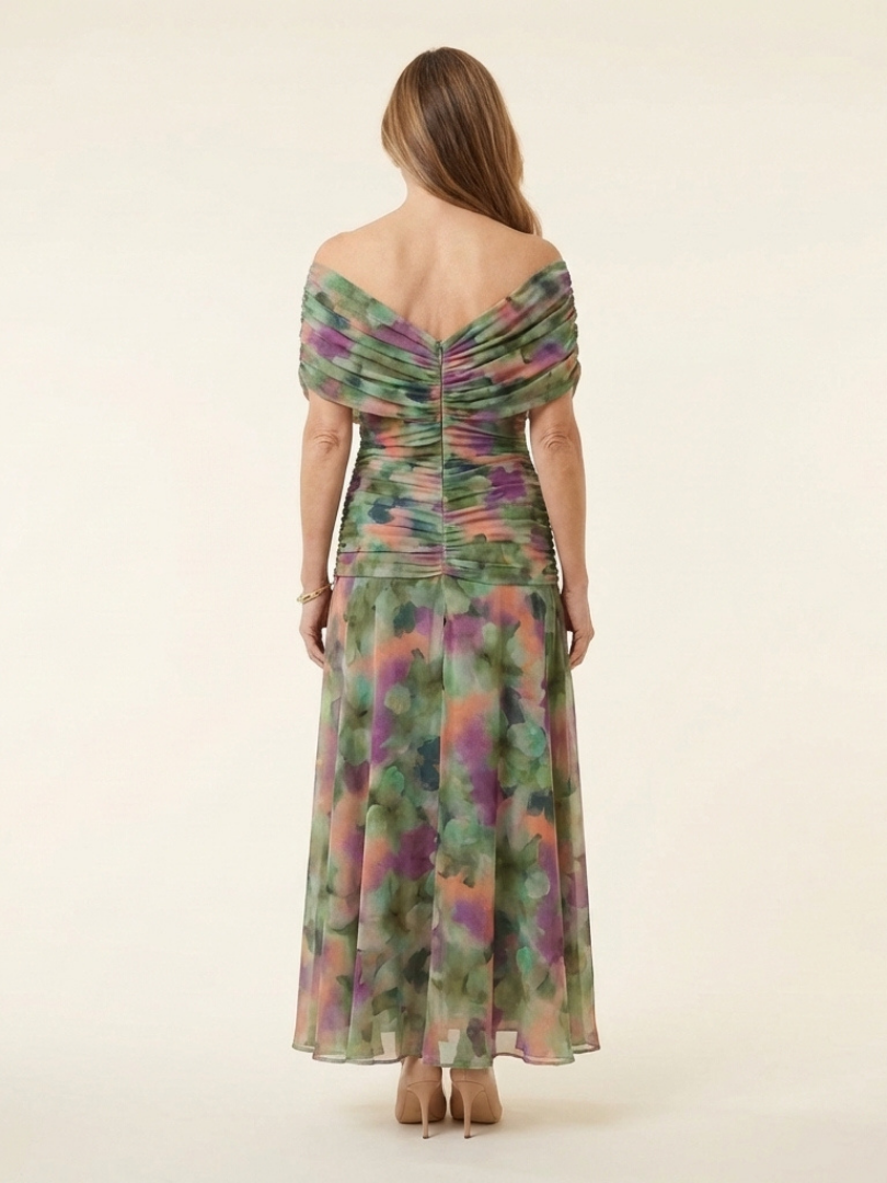 Prusia | Off Shoulder Twist Front Midi Dress