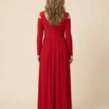 Clania | Long Sleeve V Neck Maxi Dress With Slit