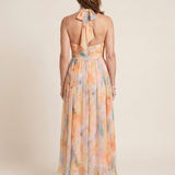 Julndra | Sleeveless High Neck Gathered Waist Midi Dress