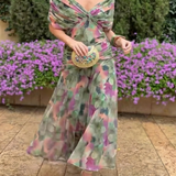 Prusia | Off Shoulder Twist Front Midi Dress
