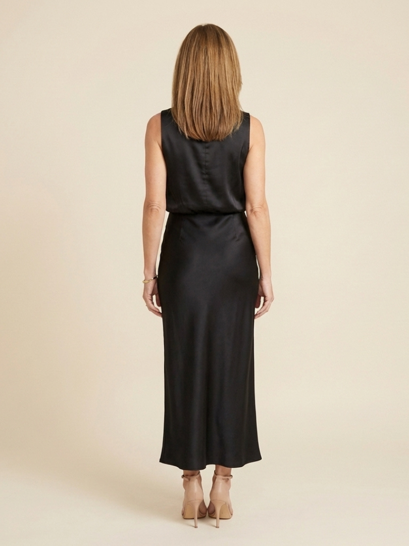 Marthea | Sleeveless Draped High Neck Midi Dress