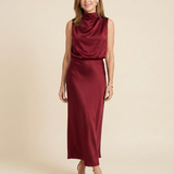 Marthea | Sleeveless Draped High Neck Midi Dress