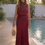 Marthea | Sleeveless Draped High Neck Midi Dress