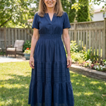 Vidada | Short Sleeve Tiered Maxi Dress