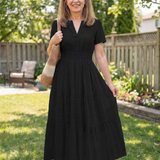 Vidada | Short Sleeve Tiered Maxi Dress