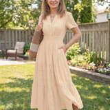 Vidada | Short Sleeve Tiered Maxi Dress