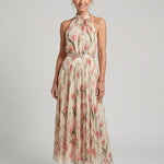 Lioralora | Halter Neck Floral Midi Dress