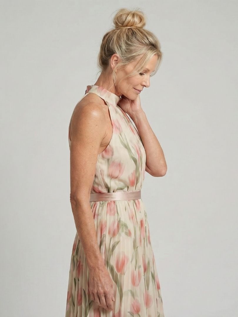 Lioralora | Halter Neck Floral Midi Dress