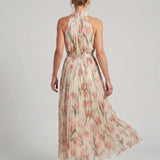 Lioralora | Halter Neck Floral Midi Dress