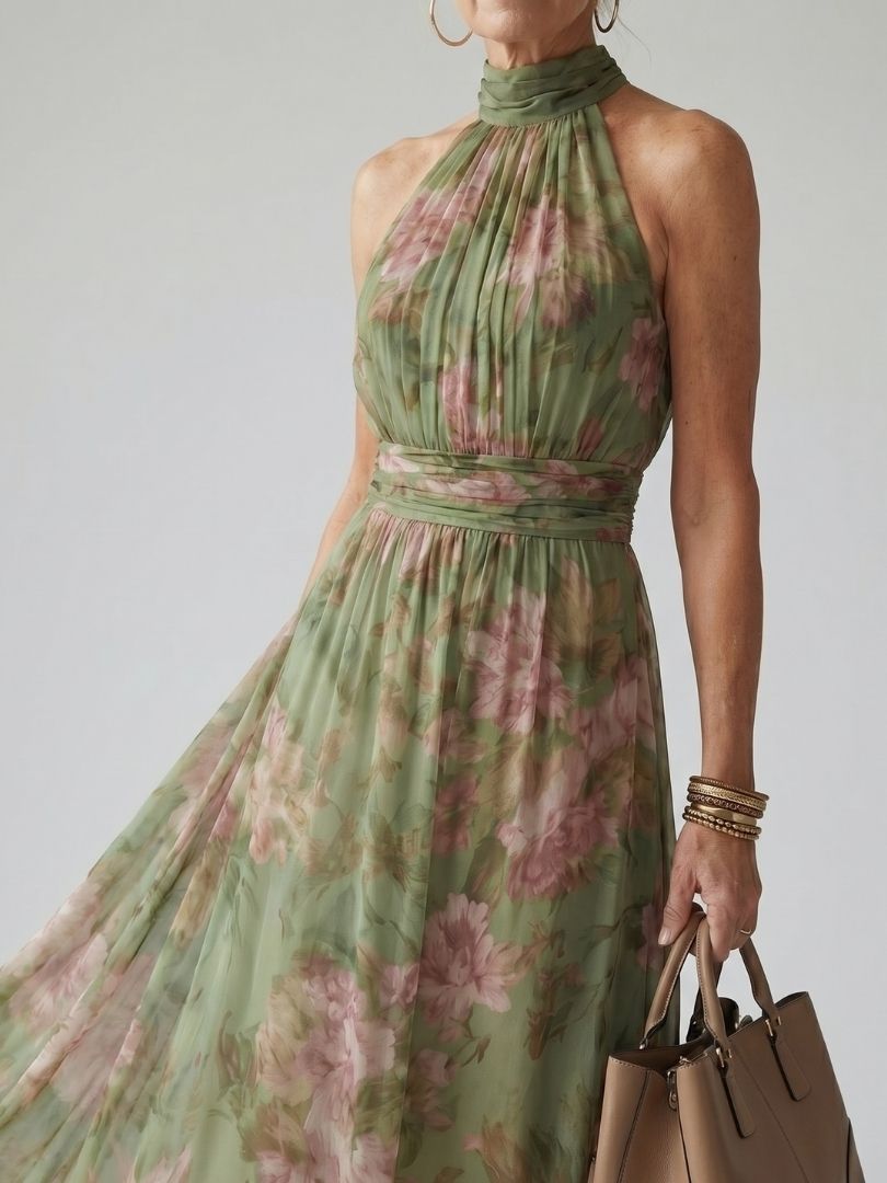 Dahwyn | Gathered Halter Midi Dress