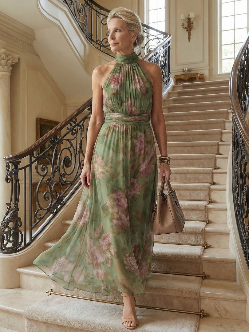Dahwyn | Gathered Halter Midi Dress