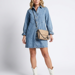 Nilalia | Long Sleeve Button Front Denim Shirt Dress