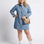 Nilalia | Long Sleeve Button Front Denim Shirt Dress