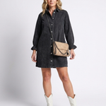 Nilalia | Long Sleeve Button Front Denim Shirt Dress