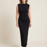 Romida | Sleeveless Draped High Neck Midi Dress