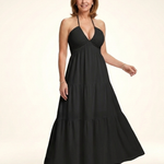 Penda | Halter Neck Gathered Bodice Tiered Maxi Dress