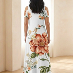 Norana | Floral V Neck Short Sleeve Maxi Dress
