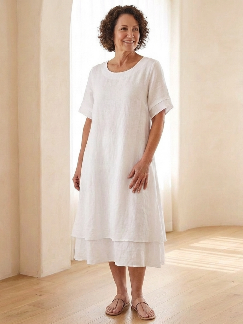 Temette | Layered Short Sleeve Midi Dress