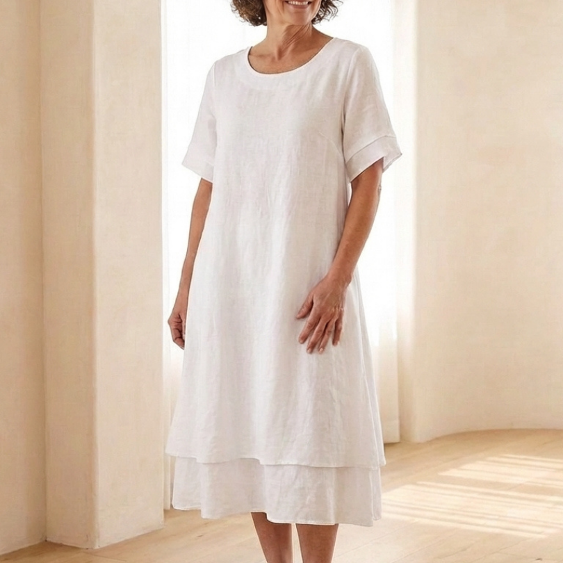 Temette | Layered Short Sleeve Midi Dress