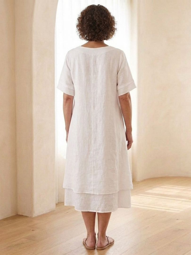 Temette | Layered Short Sleeve Midi Dress