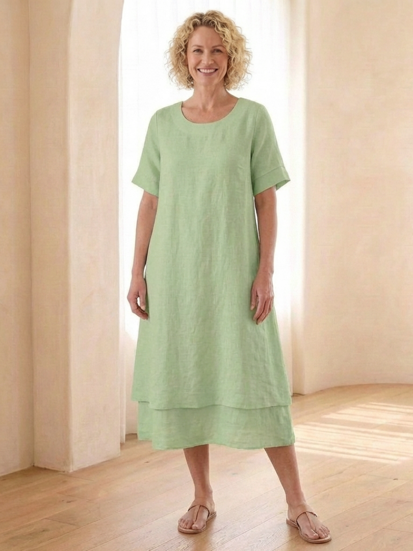 Temette | Layered Short Sleeve Midi Dress