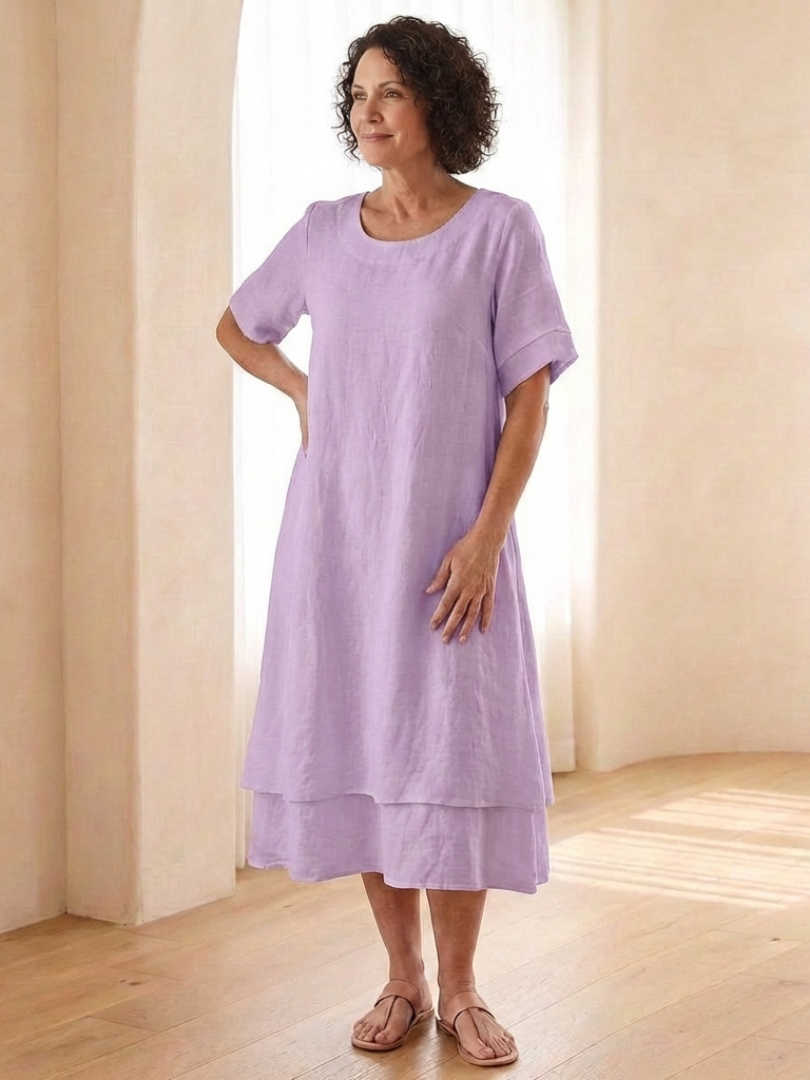Temette | Layered Short Sleeve Midi Dress