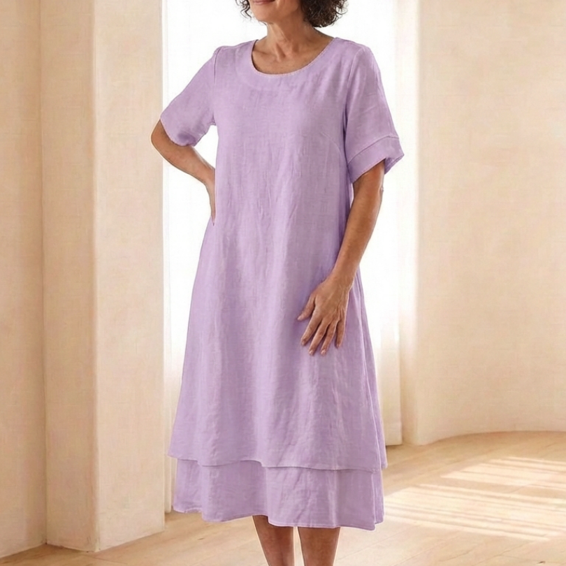 Temette | Layered Short Sleeve Midi Dress