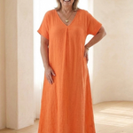 Norwyn | V Neck Short Sleeve Midi Dress