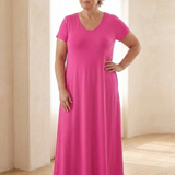 Vesina | V Neck Short Sleeve Pocket Maxi Dress